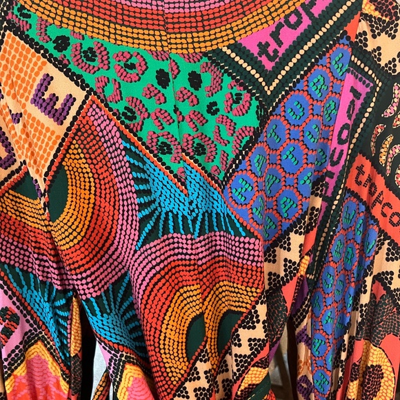 Women's FarmRio Dotted Patch Scarf Mini Wrap Dress, Sz L - Picture 5 of 7